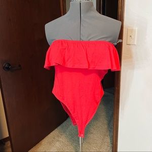 Red sleeveless body suit